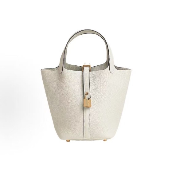 HERMES Picotin Lock 18 Gold buckle basket Bucket Bag Handbag 18 Women\'s Edition 10 Craie Milkshake White